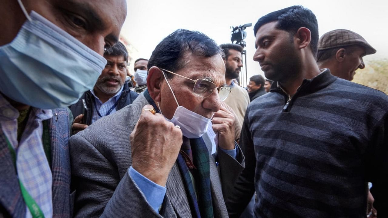 VK Paul, Member-Health, NITI Aayog leaves after a meeting chaired by Union Health Minister Mansukh Mandaviya on the Covid19 situation, in New Delhi. Credit: PTI 