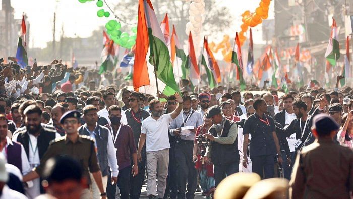 Rahul Gandhi in Bharat Jodo Yatra. Credit: IANS Photo
