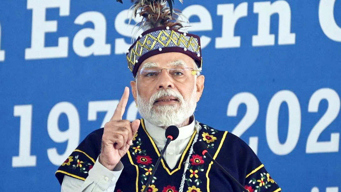 Prime Minister Narendra Modi in Meghalaya. Credit: IANS Photo