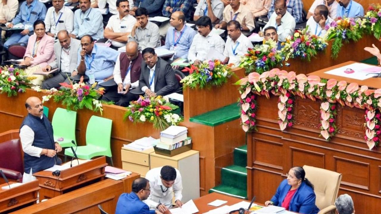 The resolution moved by Karnataka Chief Minister Basavaraj Bommai was adopted by a voice-vote. Credit: IANS Photo