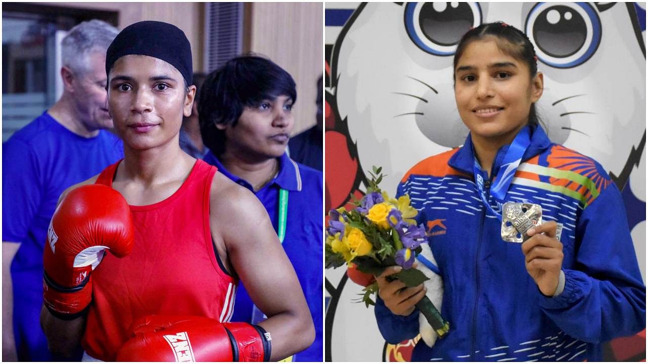 Boxers Nikhat Zareen (L) and Manju Rani. Credit: PTI File Photo