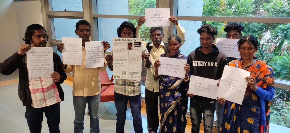 Seven members of the Jenu Kuruba tribe demonstrated with some activists at an event at the Green Literature Festival curated by SustainabilityNext at a venue in Domlur.