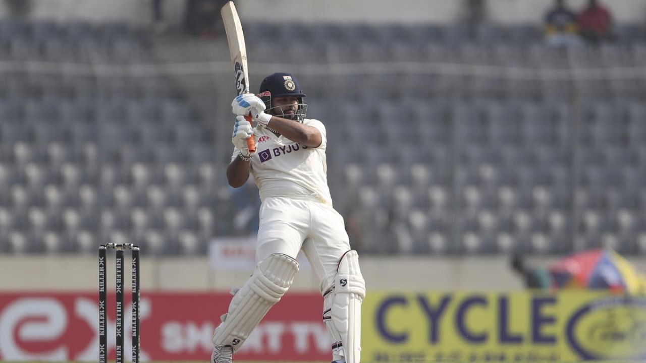 Rishabh Pant bats during the Test match between India and Bangladesh. Credit: AP/PTI Photo