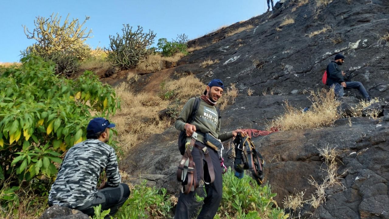 The group climbed a 600 metre peak near the Bhimashankar Wildlife Sanctuary in Pune district. Credit: GGI