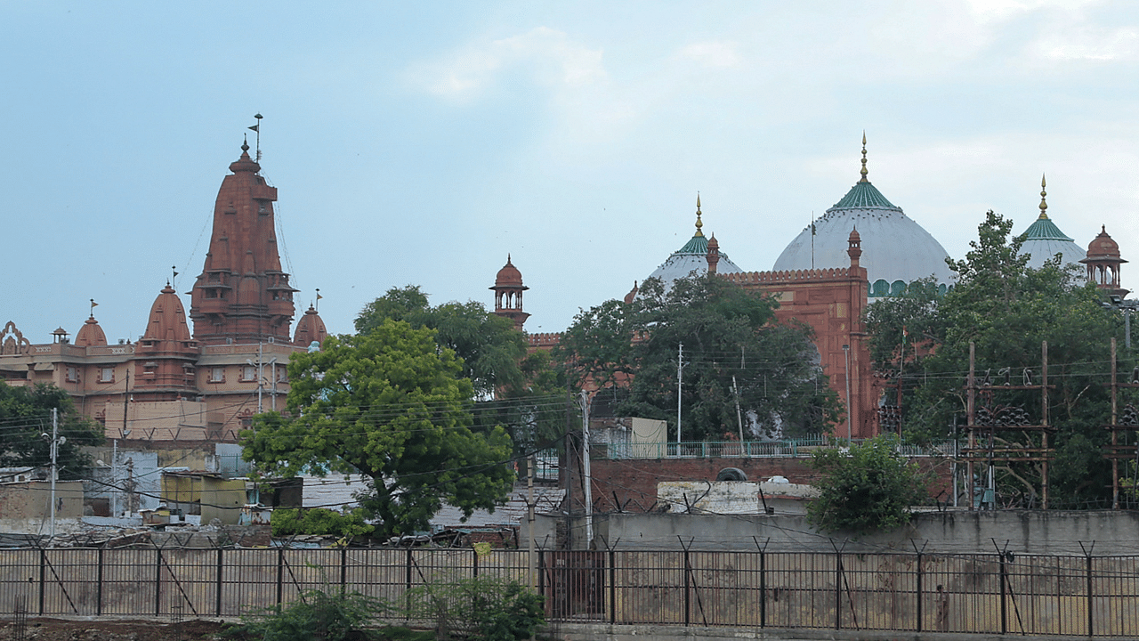 Sri Krishna Janmabhoomi temple and the Shahi Idgah, in Mathura. Credit: PTI Photo