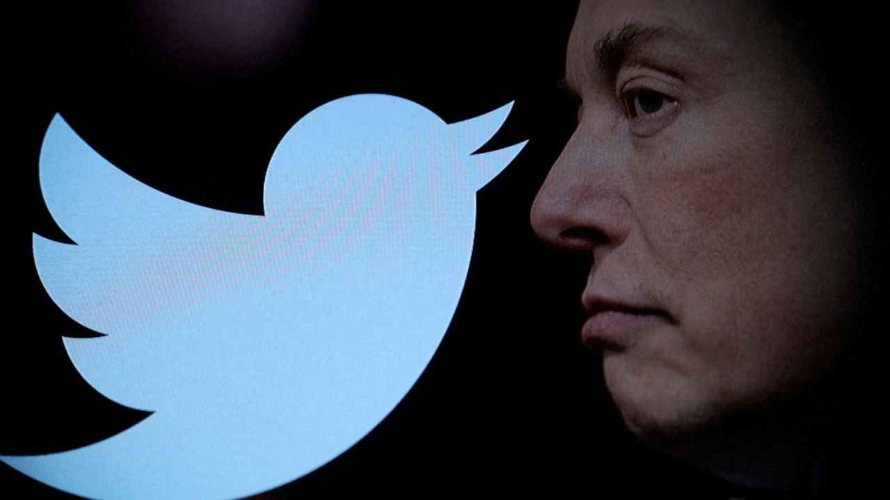 Twitter logo and a photo of Elon Musk. Credit: Reuters