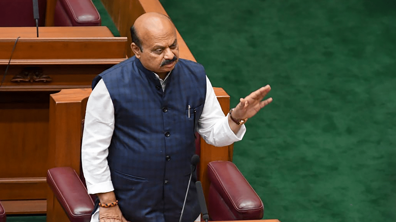 Chief Minister Basavaraj Bommai, also the finance minister, tabled in the Assembly supplementary estimates aggregating Rs 8,001.13 crore. Credit: PTI File Photo