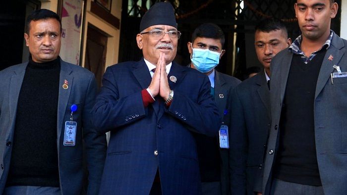 Prachanda took the oath of office and secrecy from President Bhandari at an official ceremony at Shital Niwas. Credit: AFP Photo