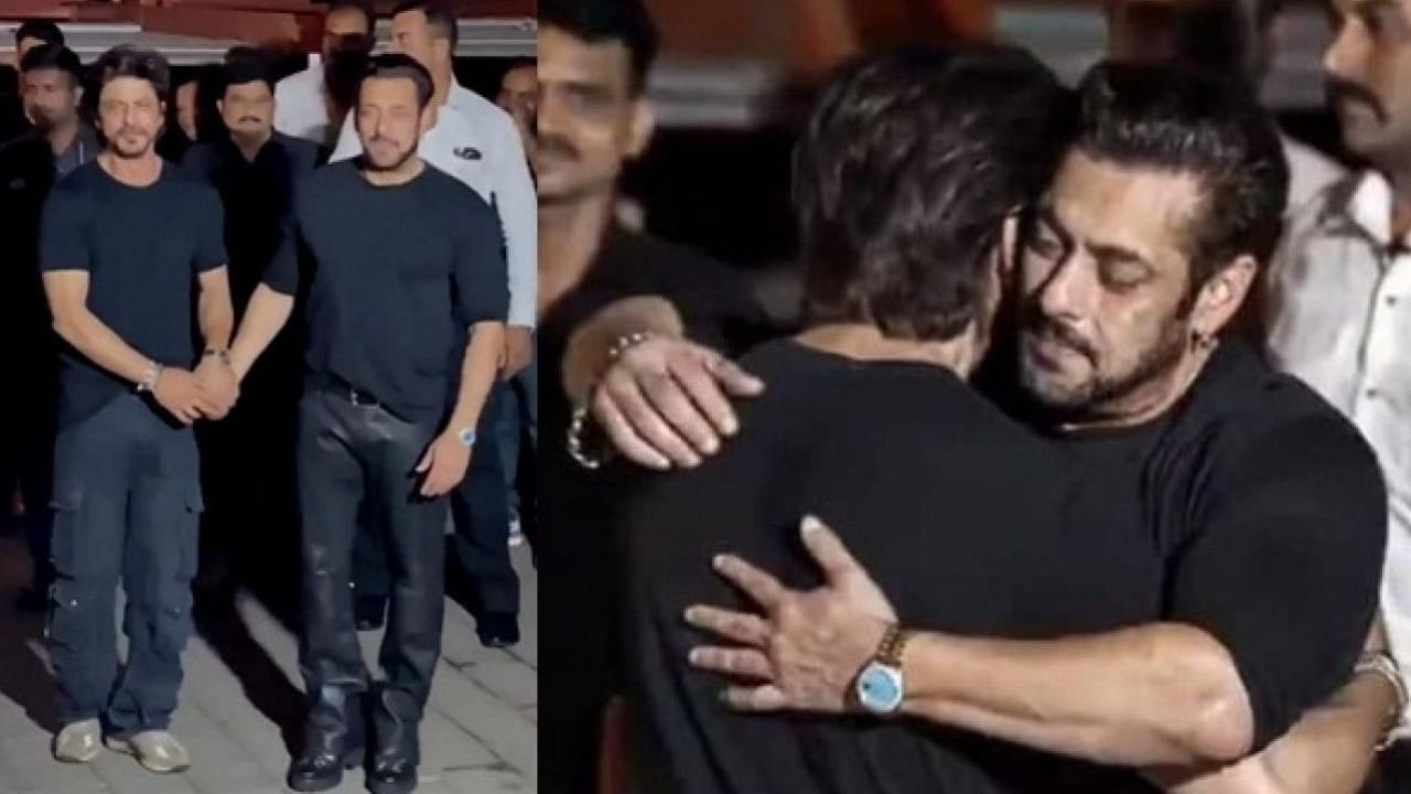 Bollywood superstars Shah Rukh Khan and Salman Khan at the latter's birthday party. Credit: IANS Photo