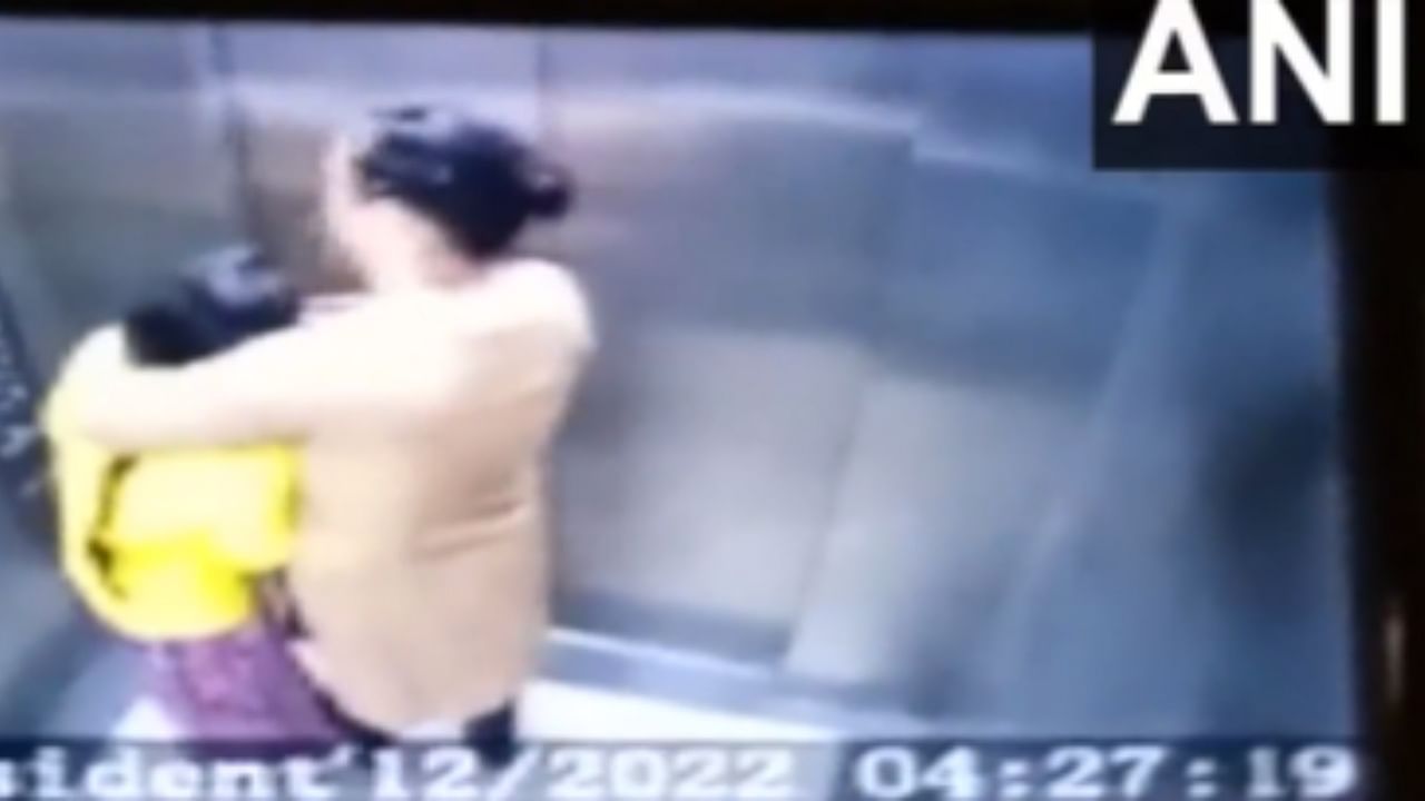 Screengrab of CCTV footage showing Noida maid held hostage by employer. Credit: Twitter/ANINewsUP