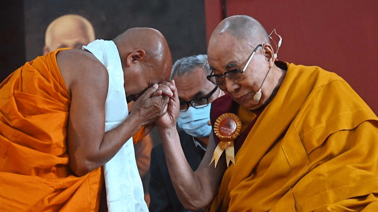 Tibetian spiritual leader Dalai Lama in Bodh Gaya. Credit: IANS Photo