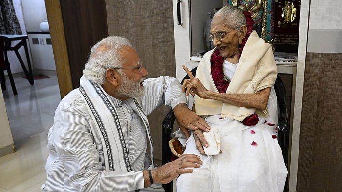 Hiraben passed away at a hospital in Ahmedabad in the early hours of Friday. Credit: AFP Photo/Indian Press Information Bureau (PIB)