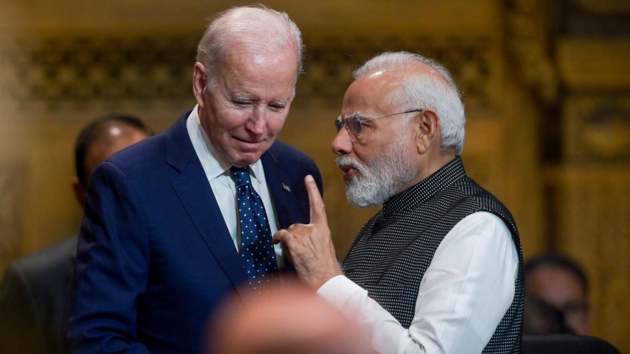 Prime Minister Narendra Modi with US President Joe Biden. Credit: AFP Photo