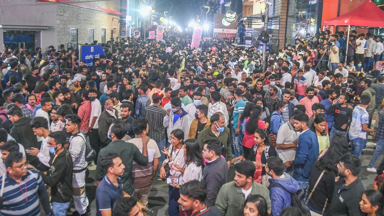 New Year's eve celebrations at Brigade Road and Church Street. Credit: DH Photo