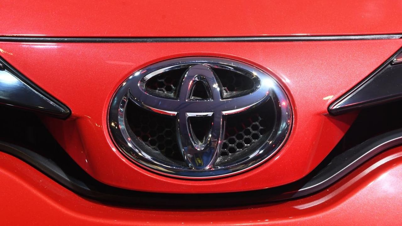 The Toyota logo seen in the Toyota Yaris. Credit: AFP Photo