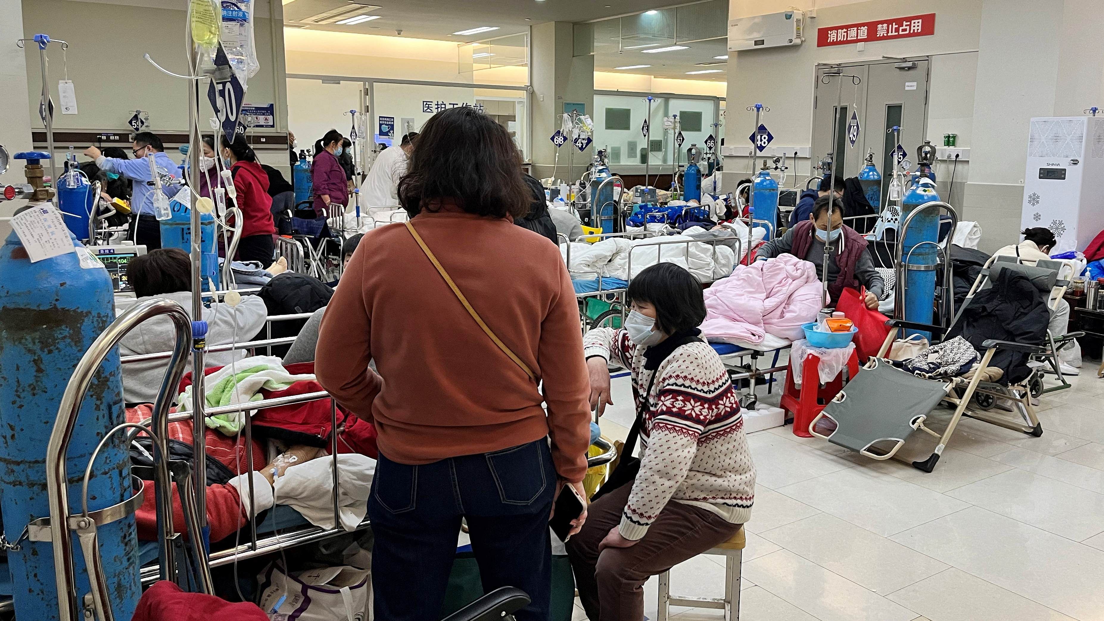 Patients lie on beds at the emergency department of Zhongshan Hospital, amid the coronavirus disease Covid-19 outbreak in Shanghai. Credit: Reuters Photo