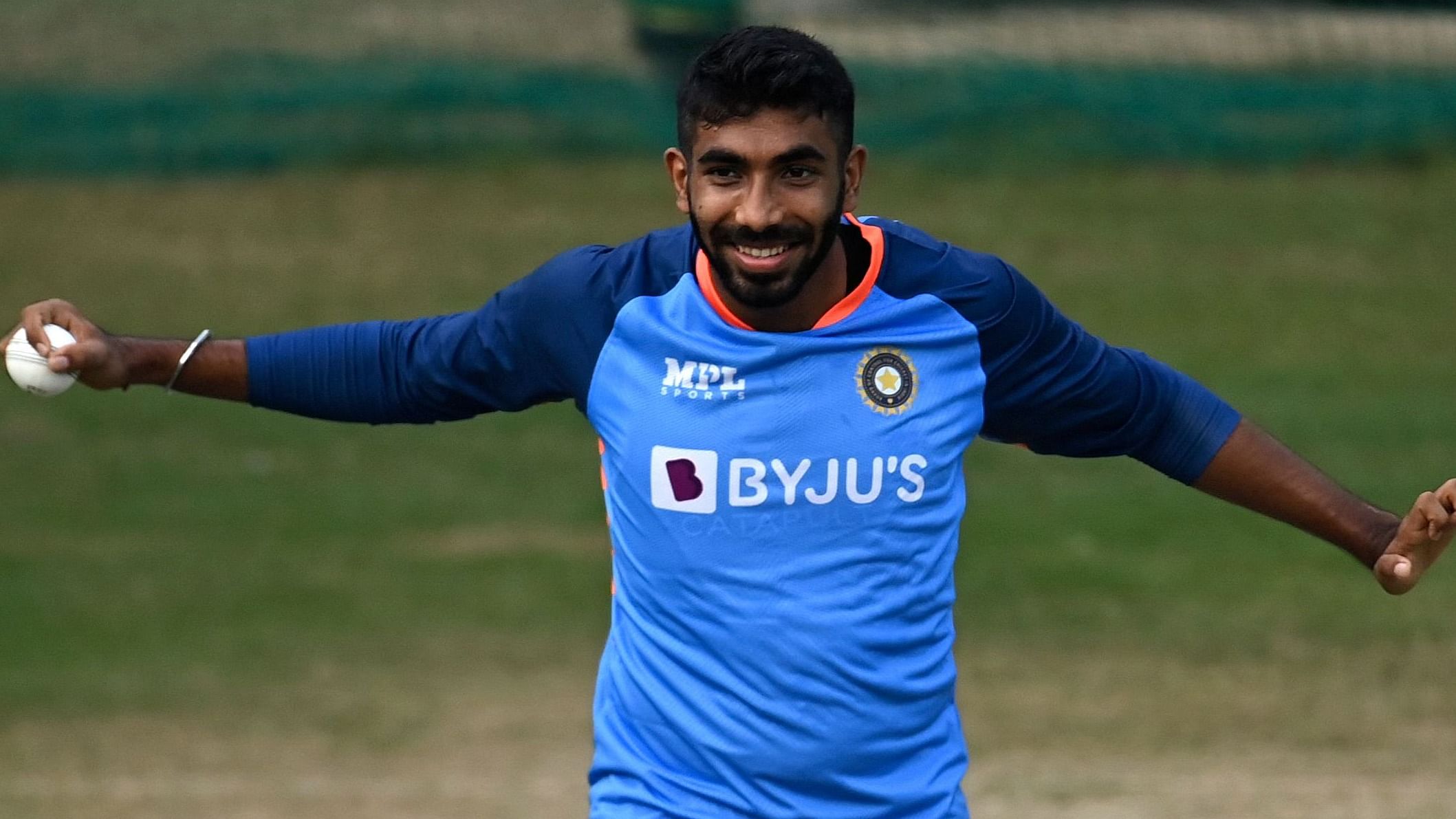 India's Jasprit Bumrah prepares to bowl in nets during a practice session at the Punjab Cricket Association Stadium in Mohali on September 19, 2022. Credit: AFP File Photo