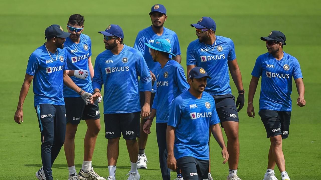 Indian cricket team during a practice session. Credit: AFP Photo