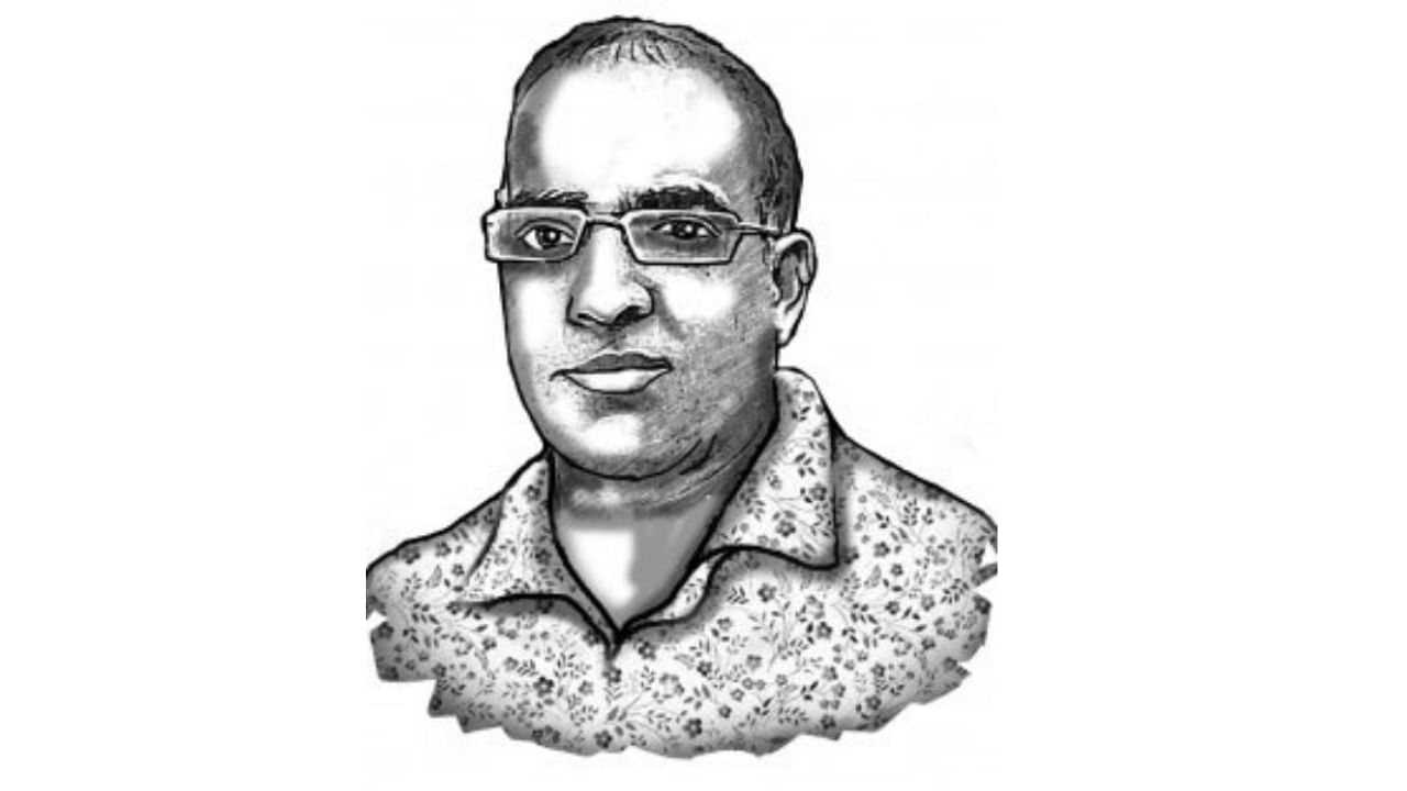 Ashwin Mahesh, social technologist and entrepreneur, founder of Mapunity and co-founder, Lithium, wakes up with hope for the city and society, goes to bed with a sigh, repeats cycle. Credit: DH Illustration