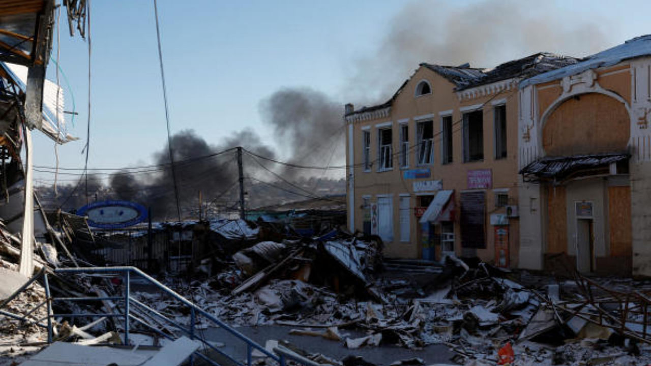 Smoke rising after a Russian strike. Representative Image. Credit: Reuters Photo