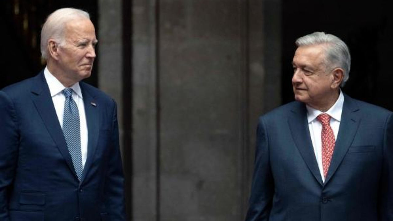 US President Joe Biden (L) and Mexican President Andres Manuel Lopez Obrador. Credit: AFP Photo