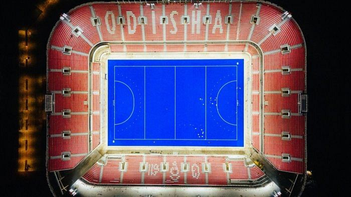 Aerial view of the Birsa Munda Hockey Stadium. Credit: Twitter/sports_odisha