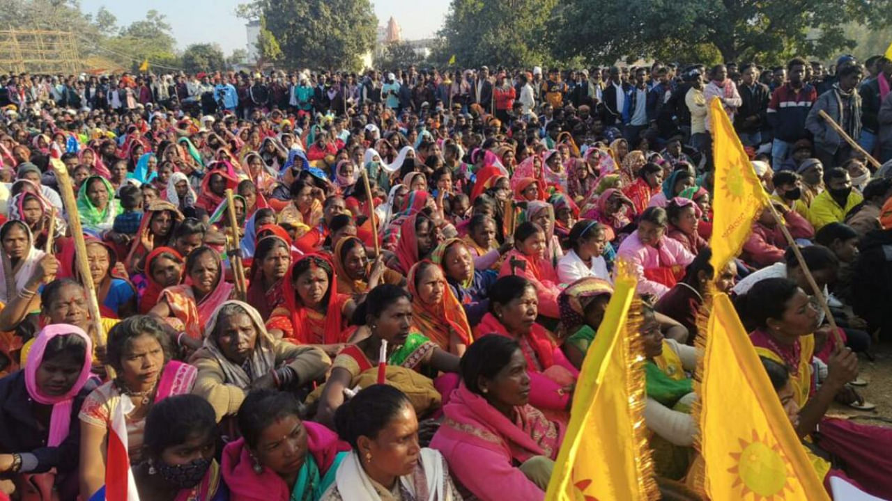 Tribals protest demanding to 'free' the Parasnath hills in Jharkhand's Giridih district from the 'clutches' of the Jain community. Credit: PTI Photo