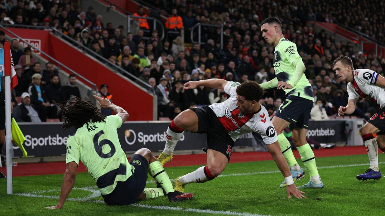 Southampton and Manchester City in action. Credit: AFP Photo