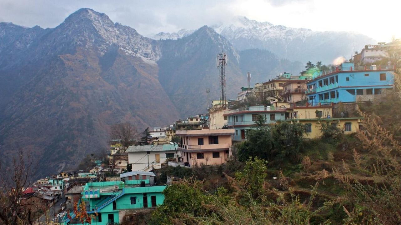 A general view of the Joshimath town is pictured in Chamoli district of Uttarakhand state on January 12, 2023, after authorities in one of the holiest towns in the Indian Himalayas were evacuating panicked residents on January 8 after hundreds of houses began developing yawning cracks and sinking, officials said. Credit: AFP Photo