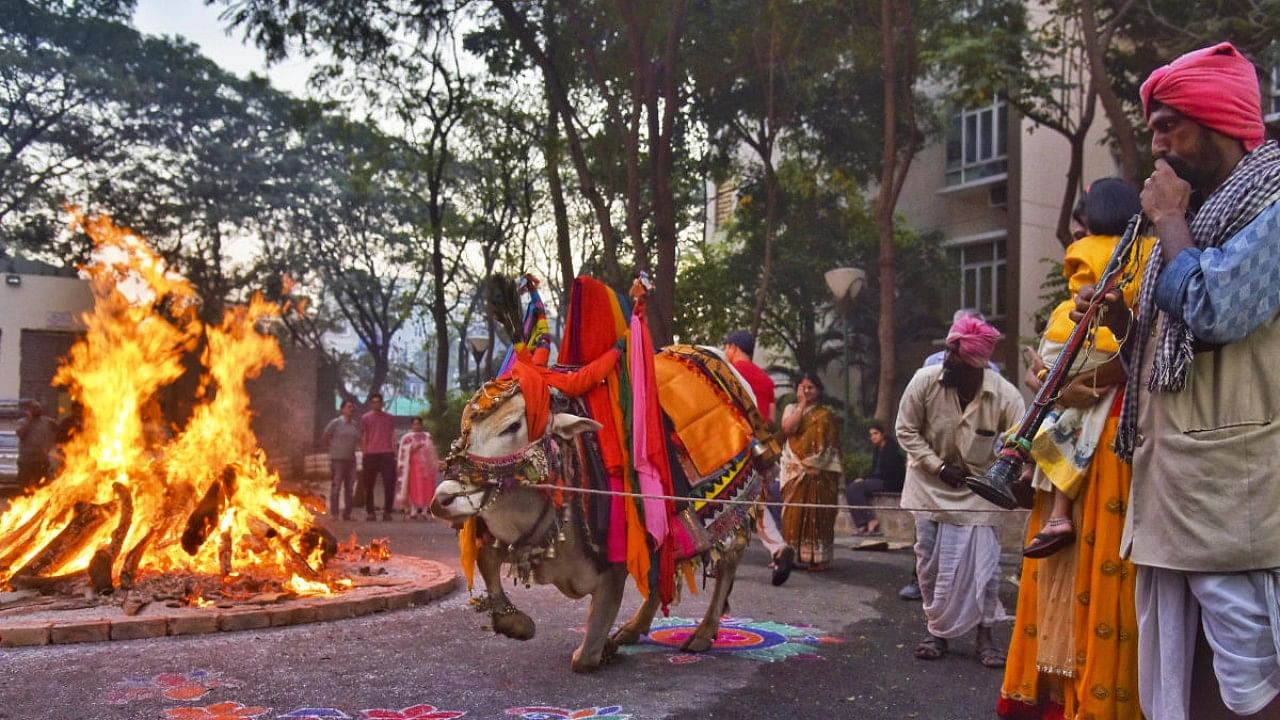 Bhogi festival celebrations in Hyderabad. Credit: PTI Photo