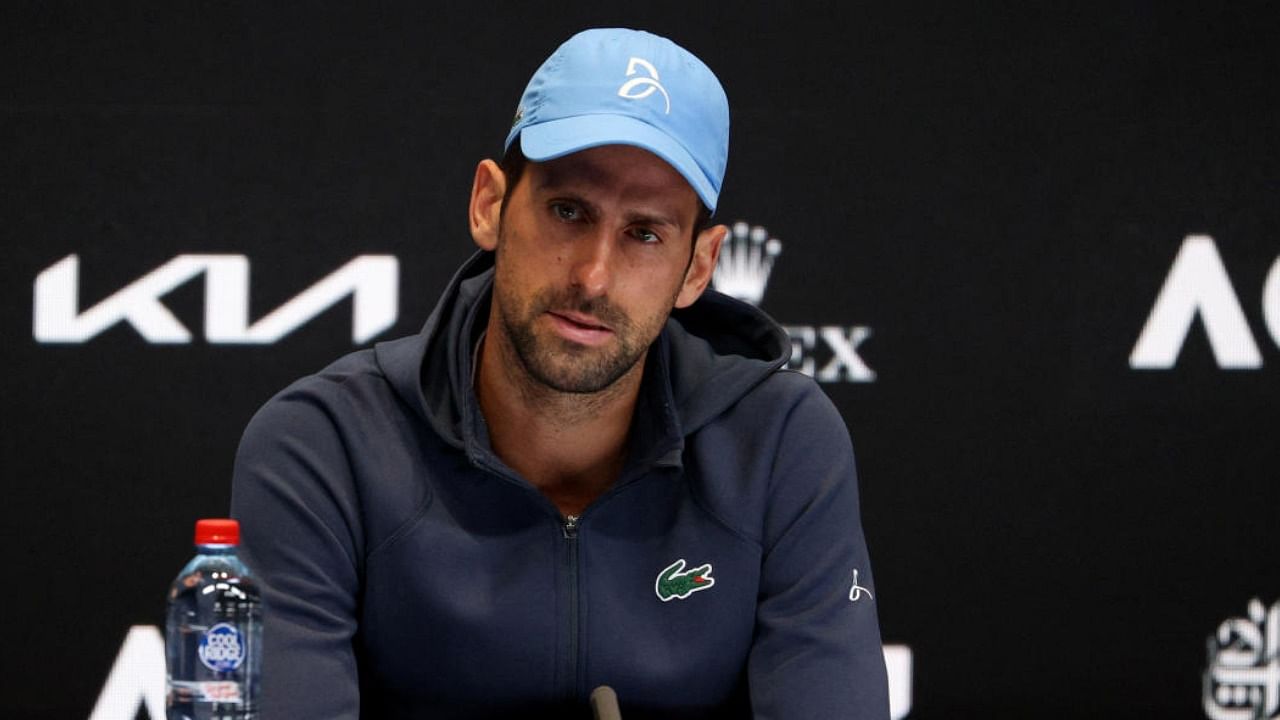 Serbia's Novak Djokovic during a press conference. Credit: Reuters