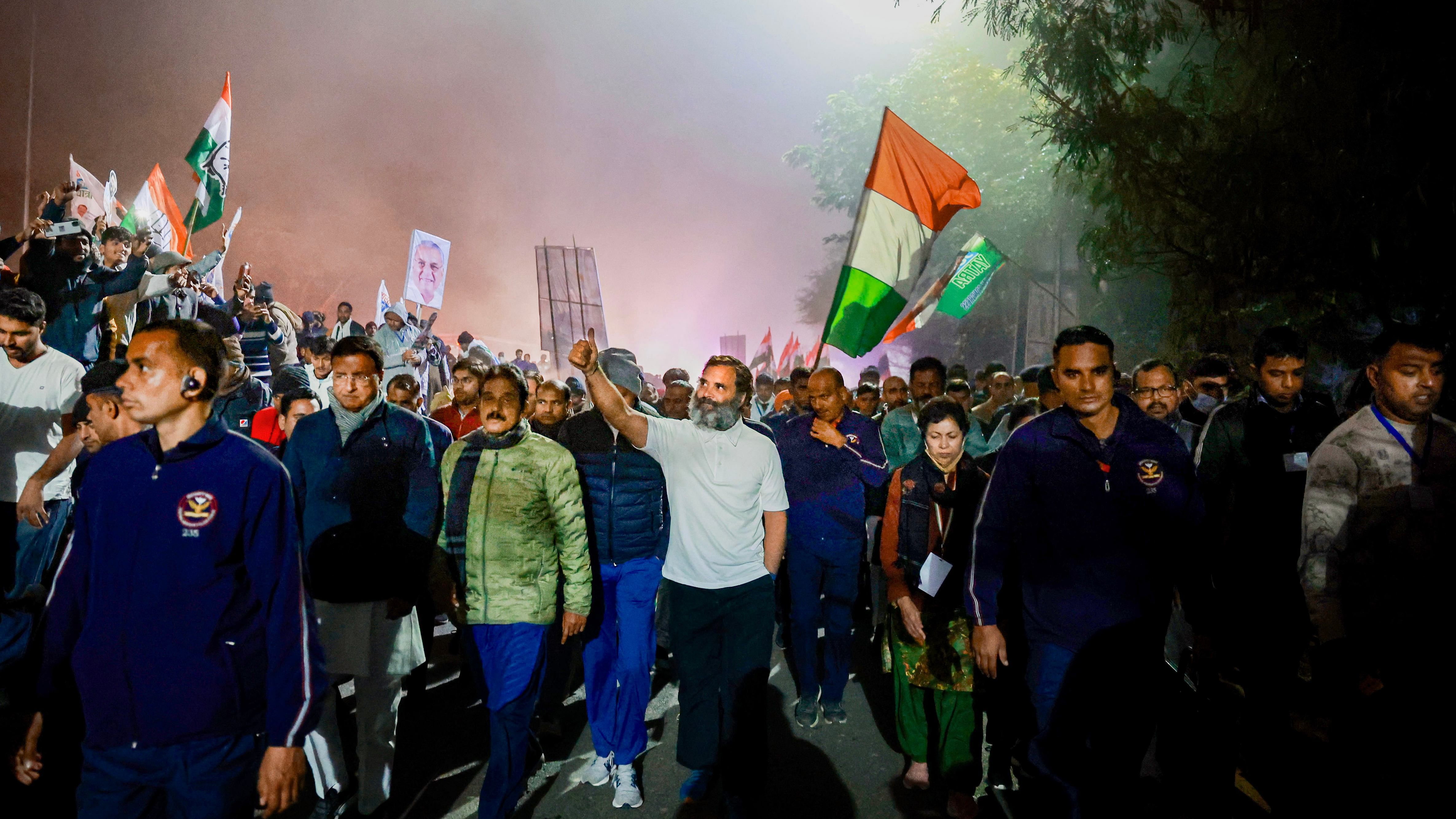 Ambala: Congress leader Rahul Gandhi with party leaders and supporters during the 'Bharat Jodo Yatra', in Ambala. Credit: INC via PTI