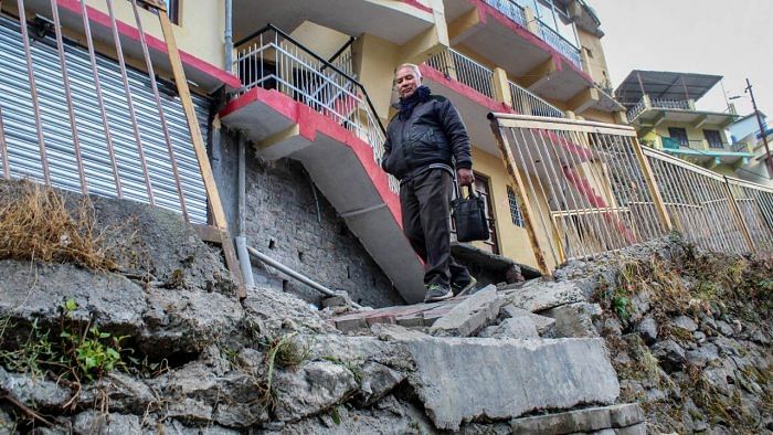 Joshimath has sunk at a rapid pace of 5.4 cm in the last two weeks owing to land subsidence since January 2, 2023. Credit: PTI Photo