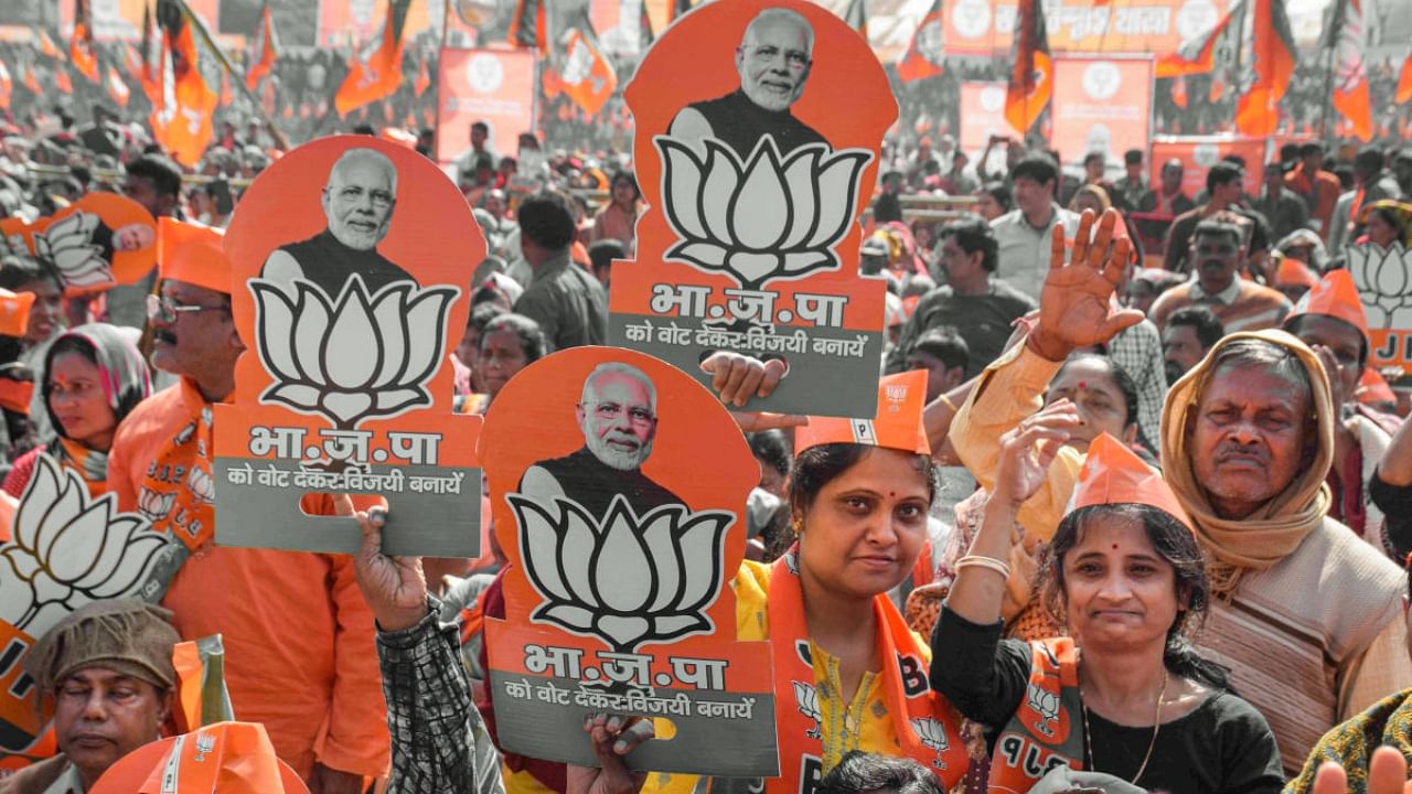 BJP supporters in poll-bound Tripura. Credit: PTI Photo