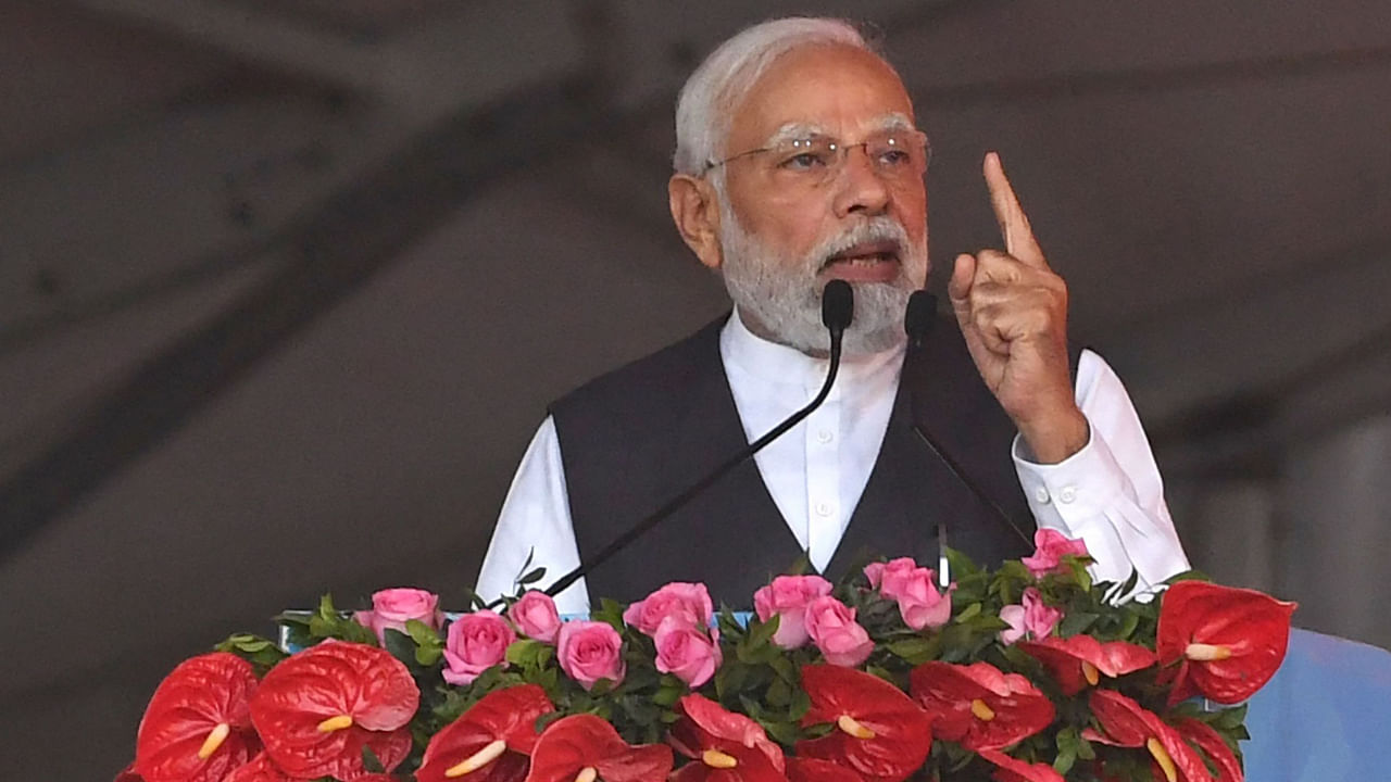 Prime Minister Narendra Modi speaks during a rally in Mumbai. Credit: AFP Photo