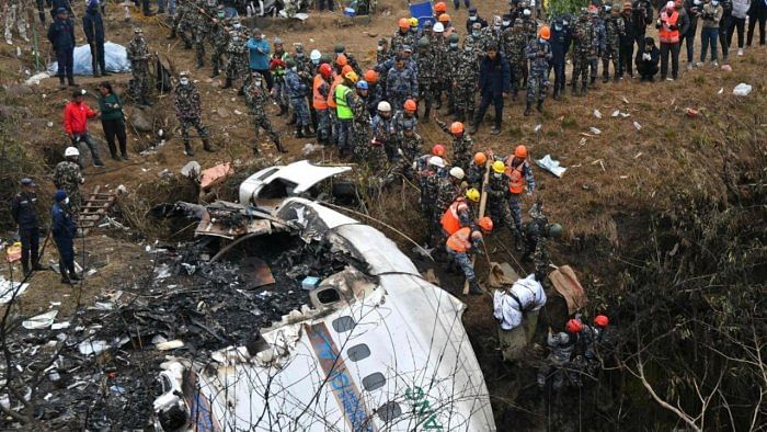 A Yeti airways flight crashed on Sunday in Nepal, killing 72 people, including five Indians. Credit: AFP PTI
