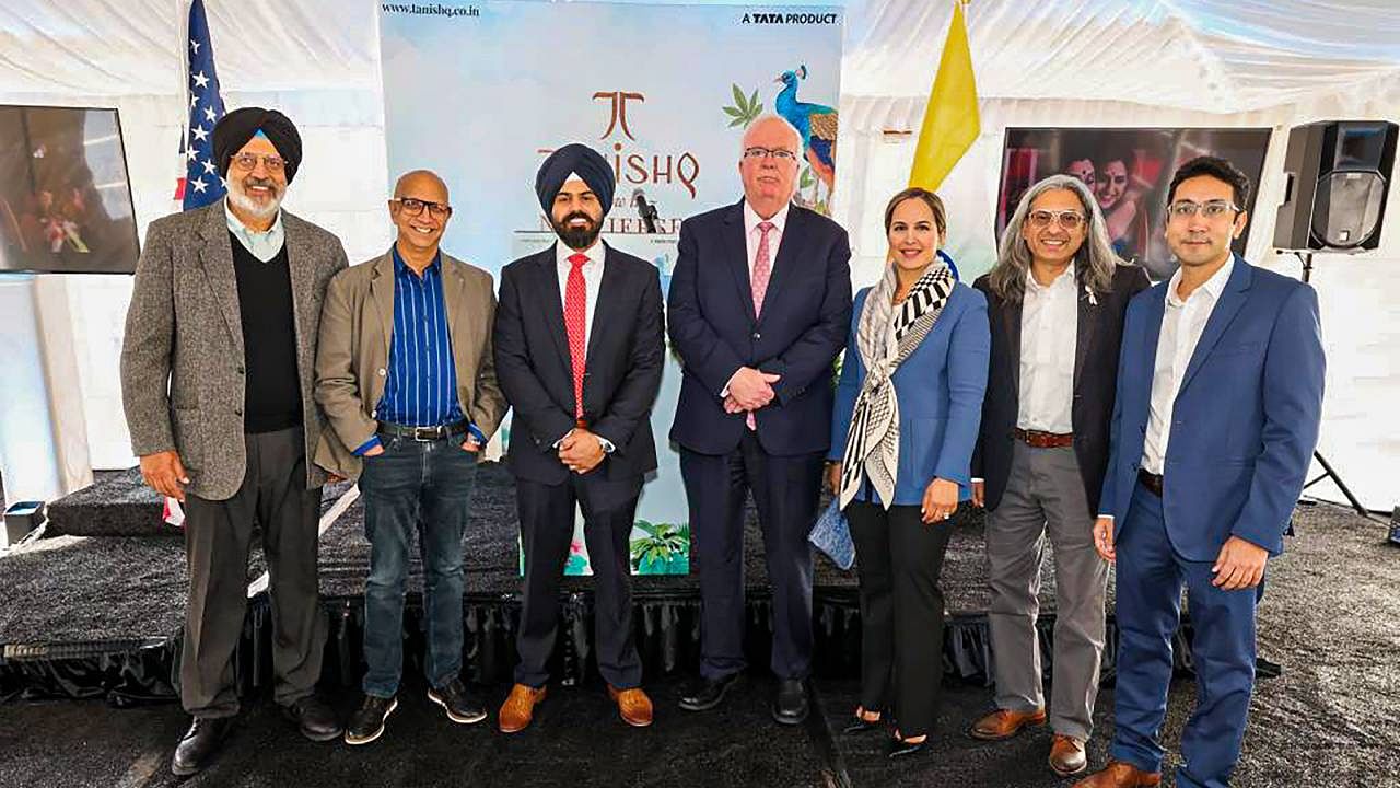 US Senate Foreign Relations Committee Chairman and Senator Robert Menendez with other dignitaries during the inauguration of Tanishq's store in New Jersey. Credit: PTI Photo