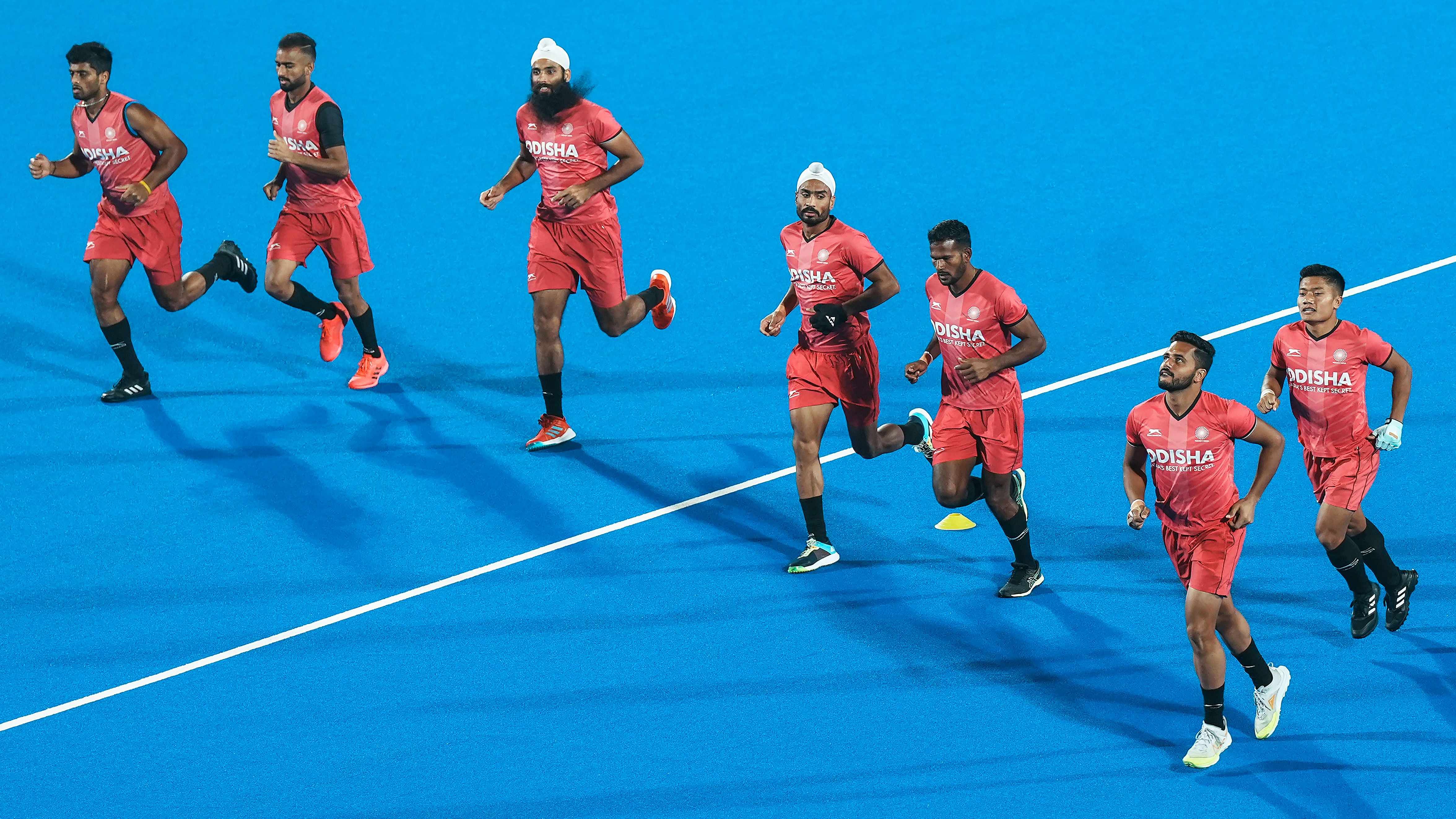 Indian hockey players during a practice session. Credit: PTI Photo