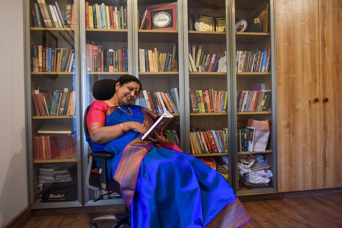 The author is currently working on 'Vaddaradhane', a 10th century prose text, and 'Malegalalli Madumagalu', an epic novel by Kuvempu. DH Photos by Pushkar V
