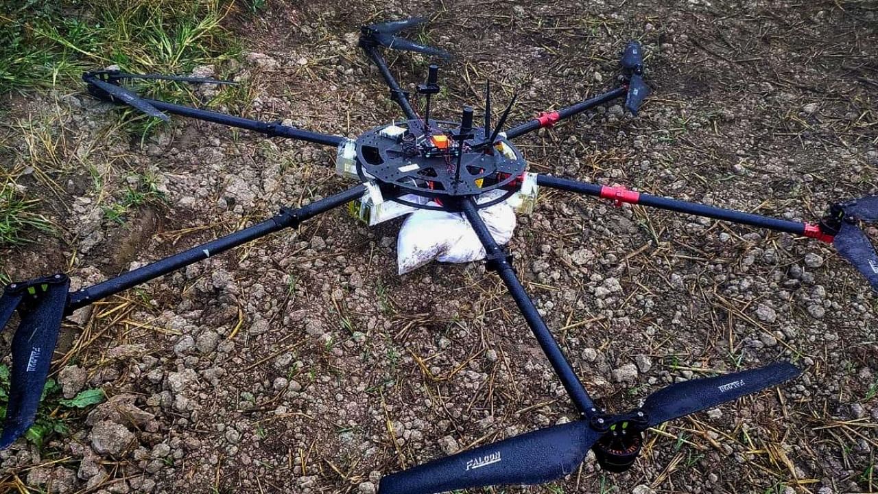 File photo of a drone carrying heroin from Pakistan show down in Amritsar. Credit: PTI Photo