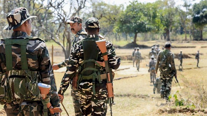 The encounter continued for around 15 minutes before the Maoists fled the spot, the SP said, adding that arms and ammunition were seized from there. Credit: PTI Photo