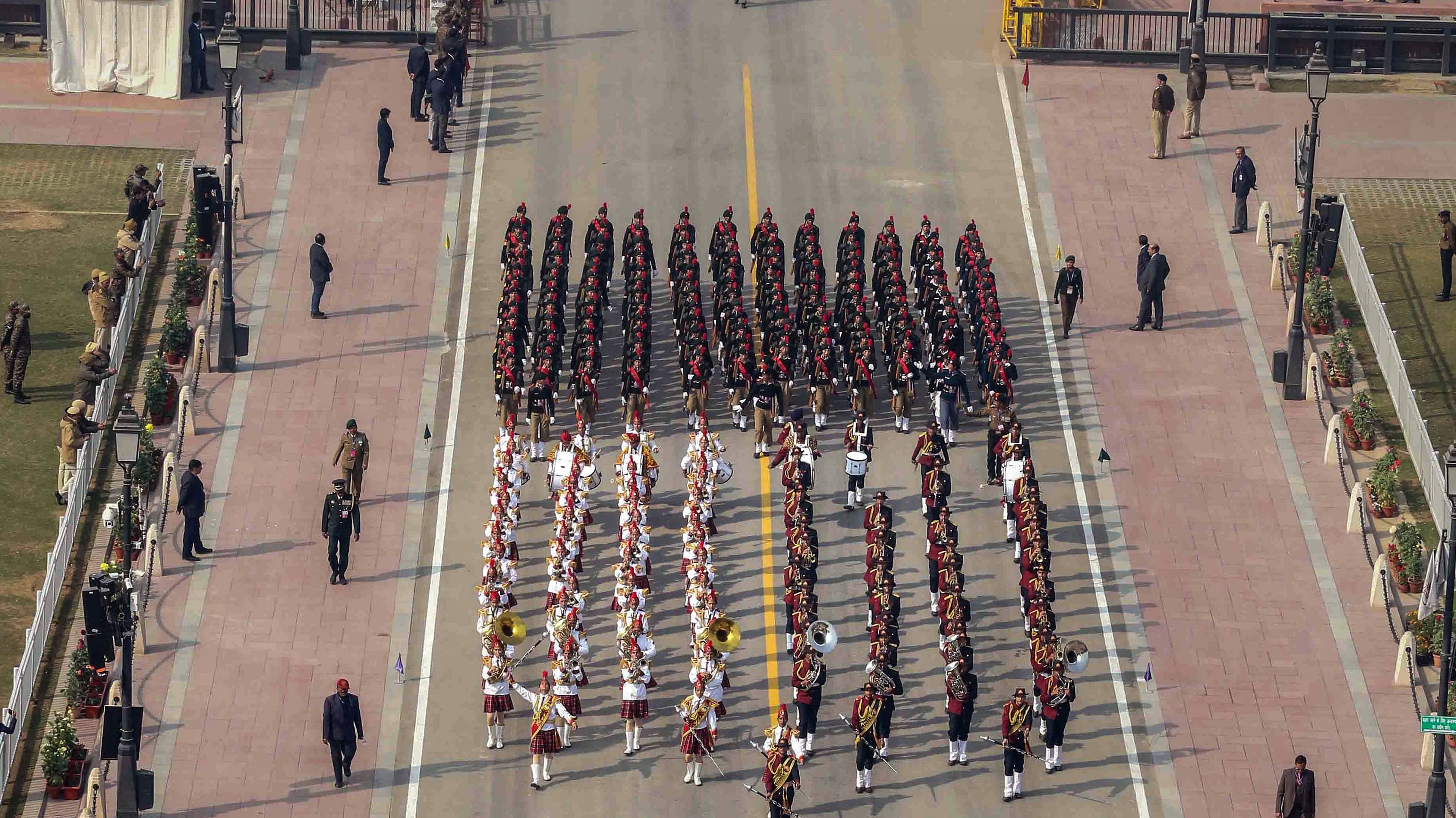 New Delhi: Full dress rehearsal of the Republic Day Parade 2023 on Kartavya Path, in New Delhi. Credit: PTI Photo 