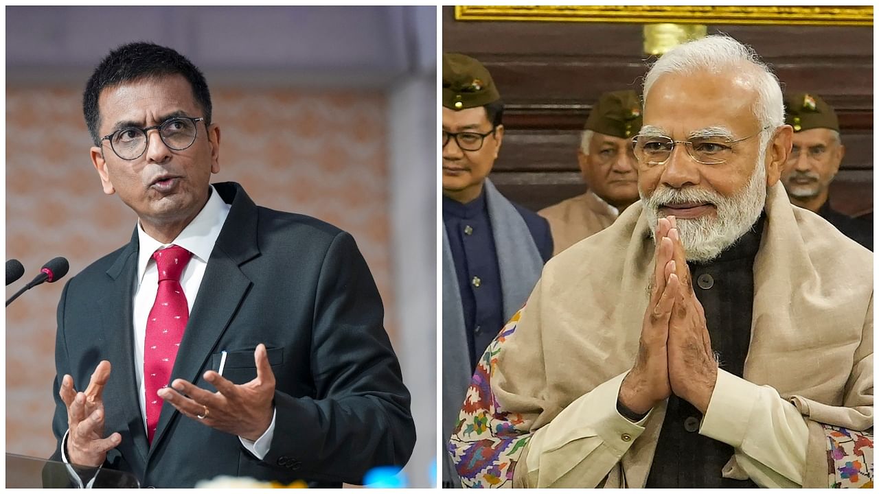 CJI D Y Chandrachud and Prime Minister Narendra Modi. Credit: PTI Photo