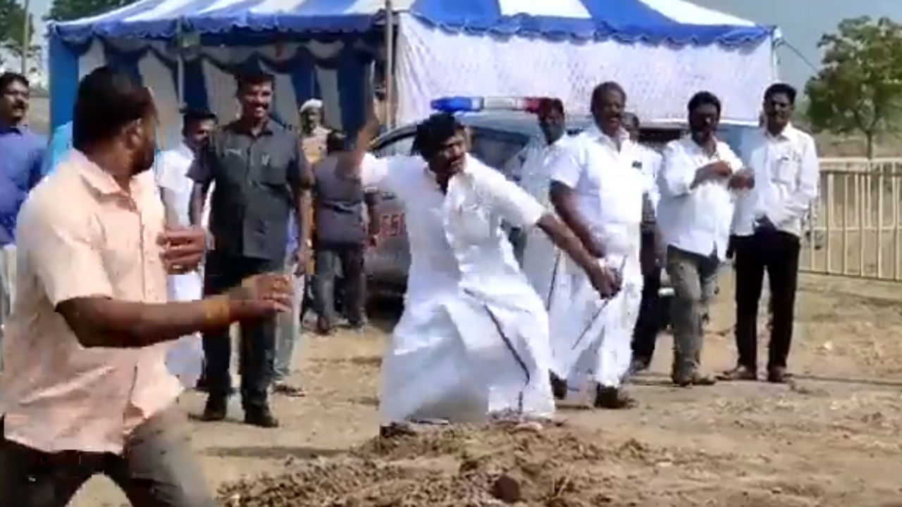 BJP TN unit president K Annamalai alleged the minister threw stones at people. 'In India's history, has anybody seen a govt minister throwing stones at people?' he asked in a tweet. Credit: Twitter/@annamalai_k