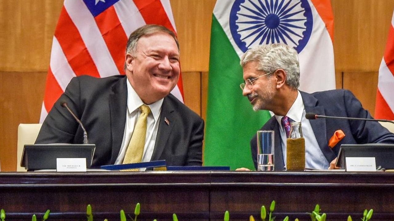 File photo of External Affairs Minister S Jaishankar and Former US Secretary of State Mike Pompeo. Credit: PTI