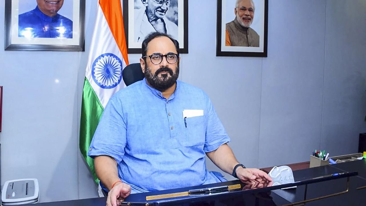Minister of State for Electronics and IT Rajeev Chandrasekhar. Credit: PTI Photo