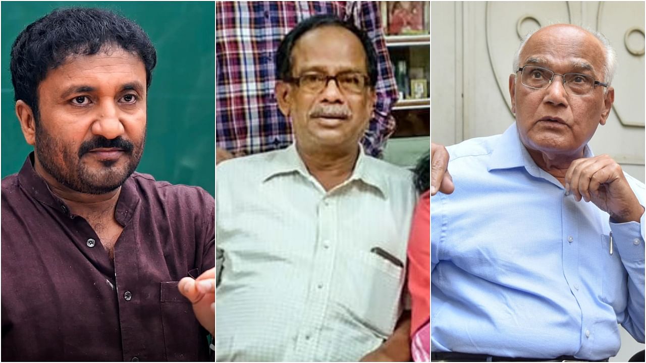 Super 30 founder Anand Kumar (L), Dr Ratan Chandra Kar(C) and Kannada author S L Bhyrappa (R). credit: PTI Photo
