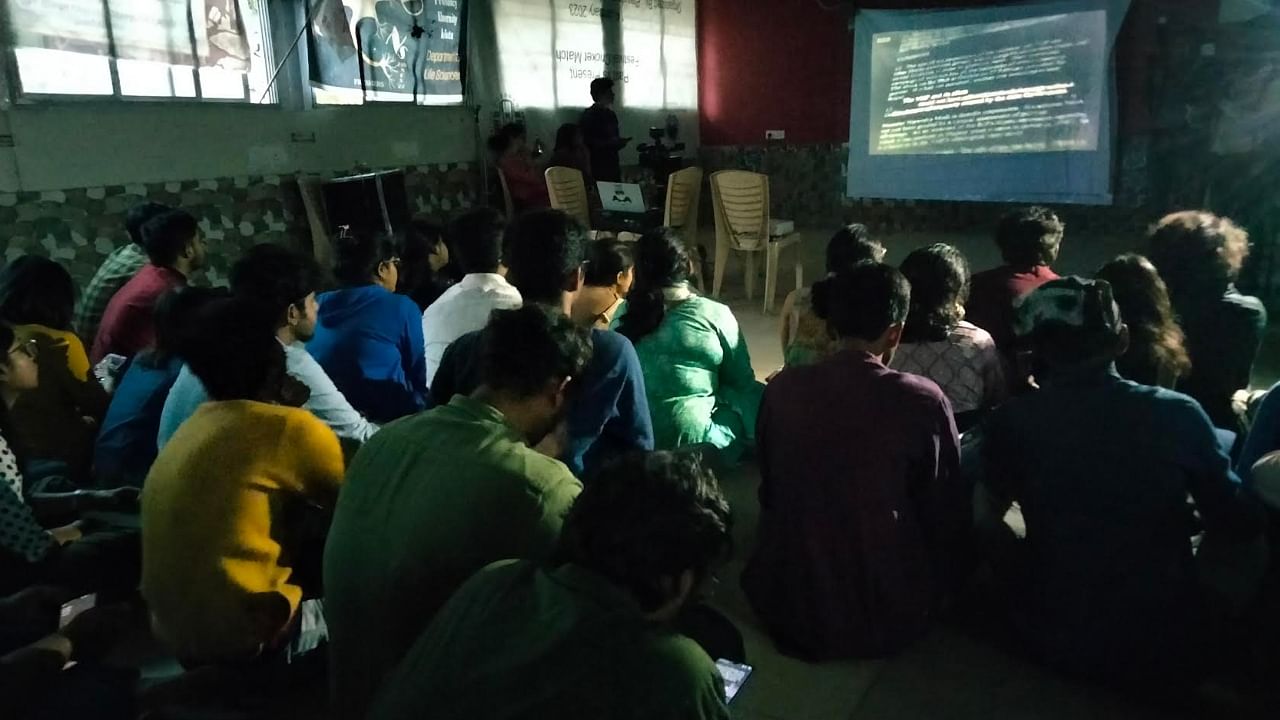 Modi documentary screening at Presidency University. Credit: DH Photo/Mohammed Safi Shamsi