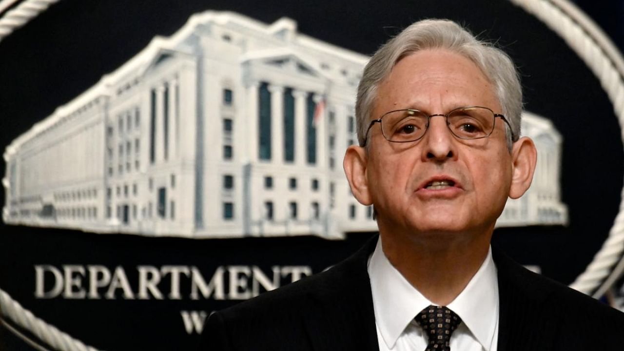 US Attorney General Merrick Garland holds a press conference on recent law enforcement action in a transnational security threats case, at the Justice Department in Washington, DC, on January 27, 2023. Credit: AFP Photo