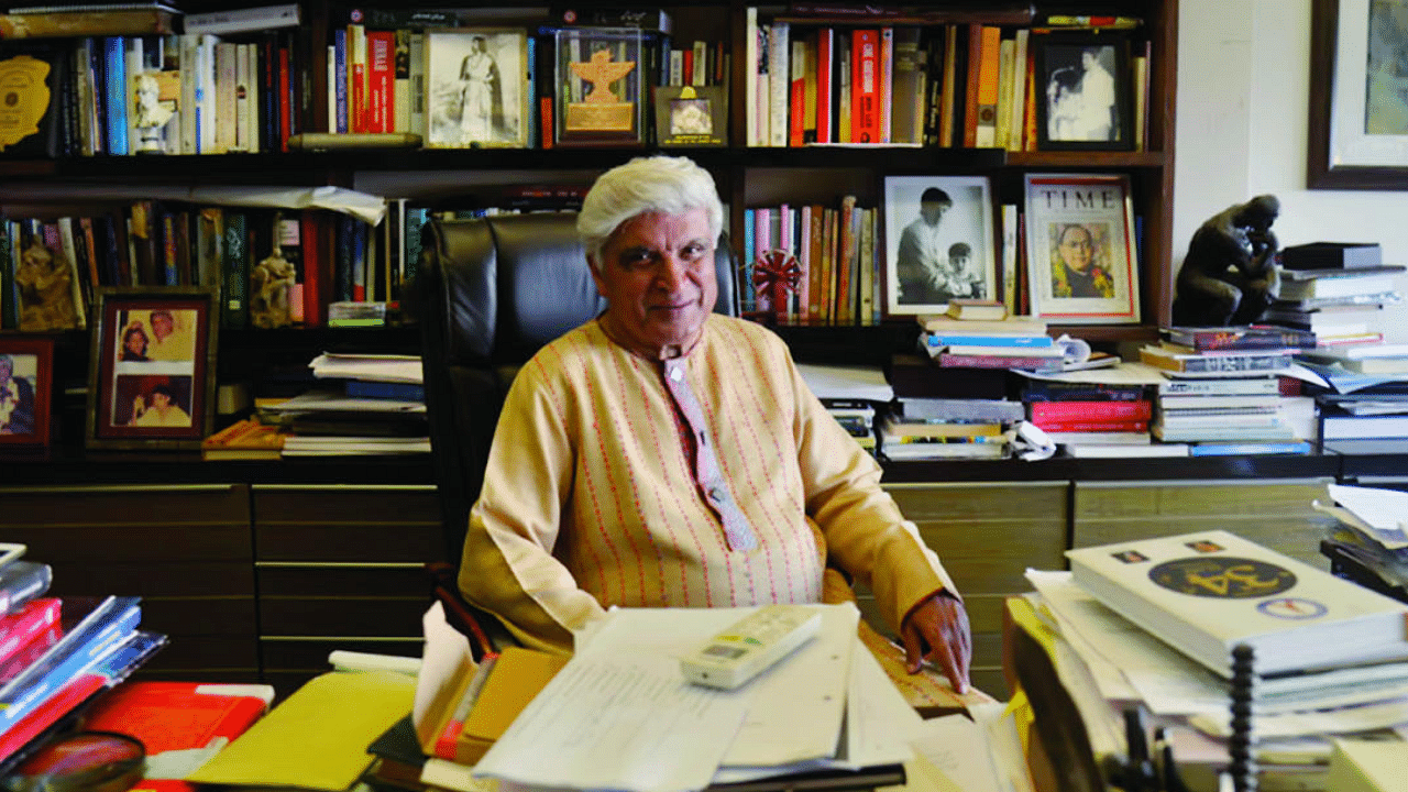 Javed Akhtar in his study. Credit: Amaryllis